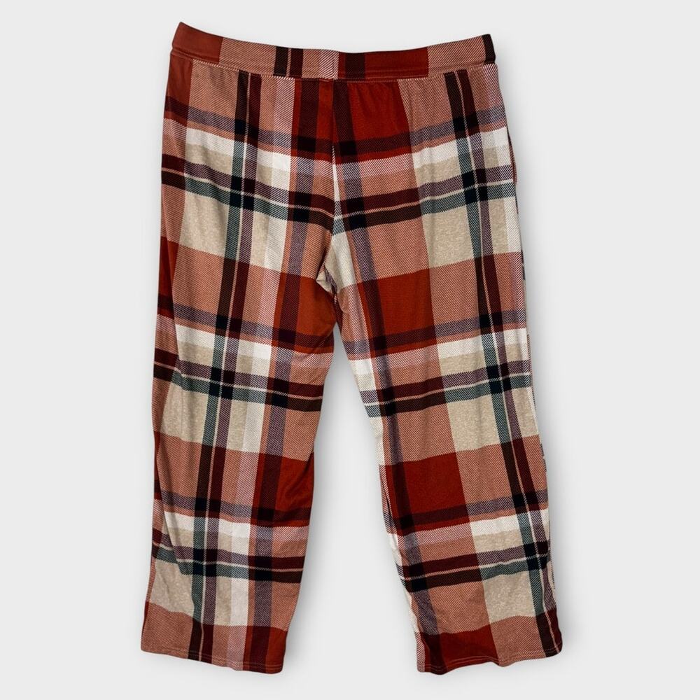 Joyspun Womens XL 16-18 Pajama Sleep Pants Orange Cream Black Plaid - Picture 5 of 8